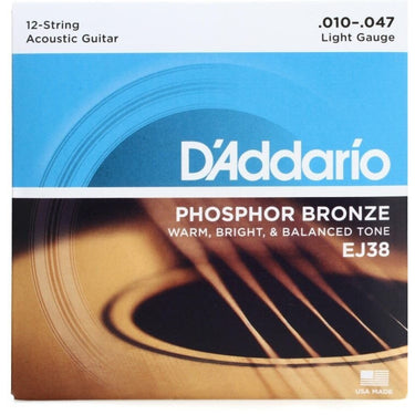 Encordadura D Addario P/Guitarra Electroac. 12 Cdas. 010-047, Ej-38